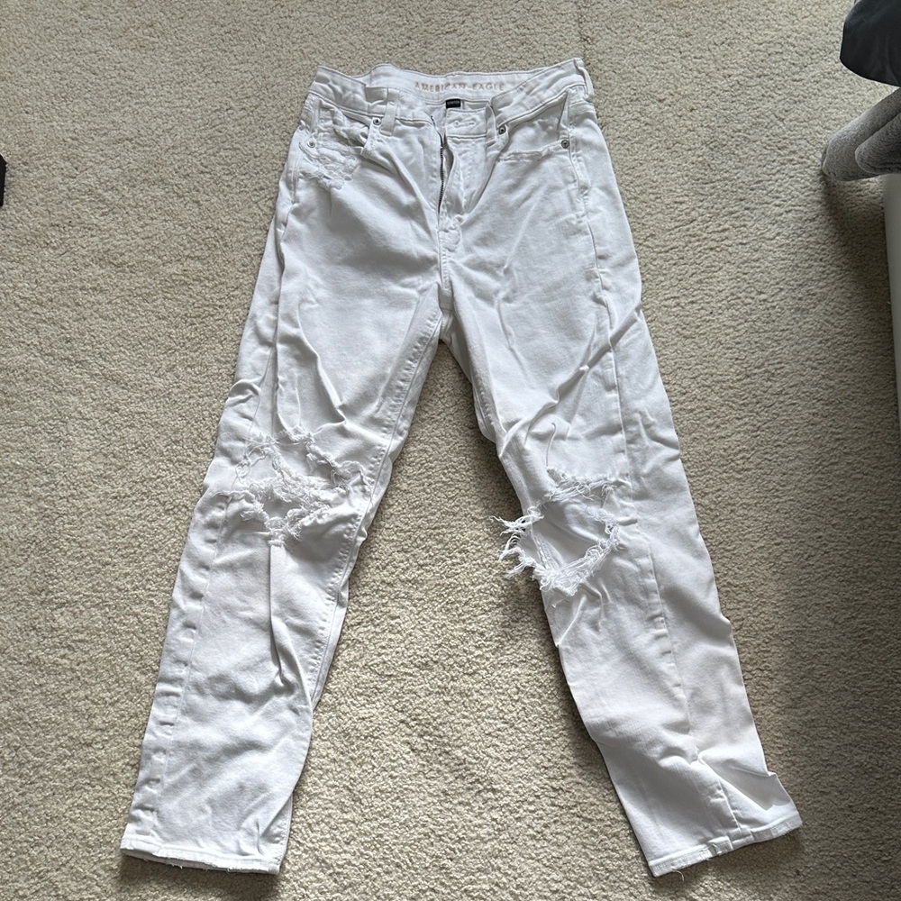 American Eagle Outfitters White Jeans with Brown Patch